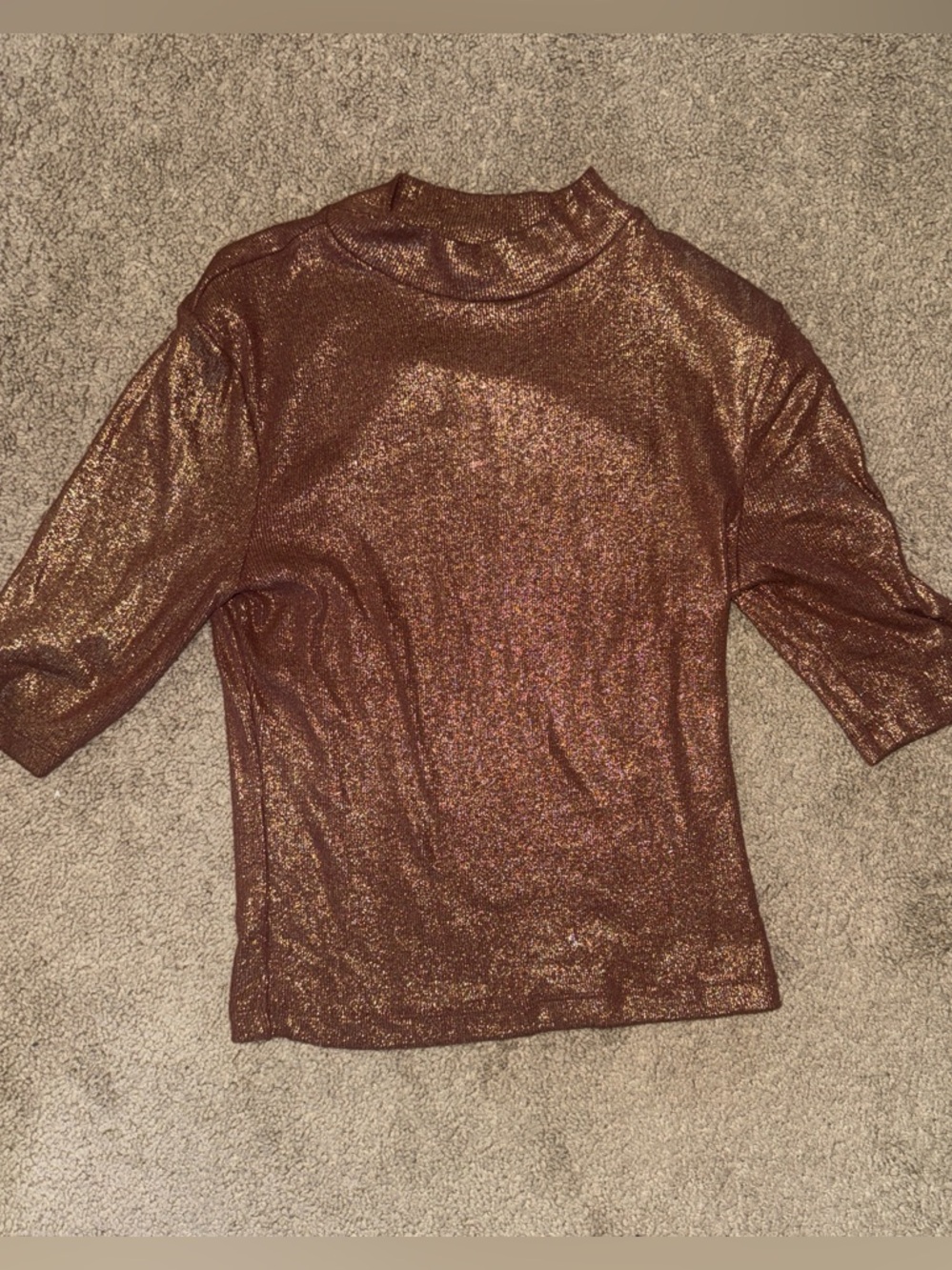 Express Shimmer Fitted Women's Top in Metallic Bronze